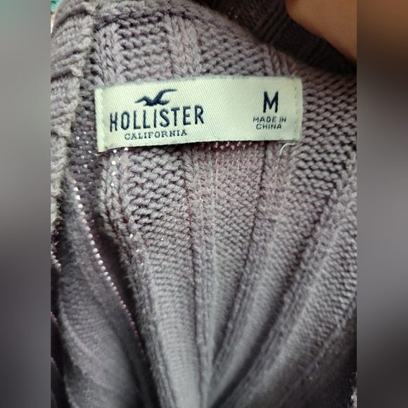 Hollister womens medium lavender cropped chainknit sweater slouchy - Picture 8 of 8